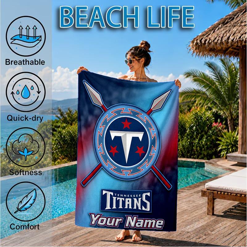 Custom Name Beach Towel Tennessee Logo Art Soft and Quick-drying Beach Towel, Suitable for Travel, Swimming Pool, Gym, Yoga, Gifts