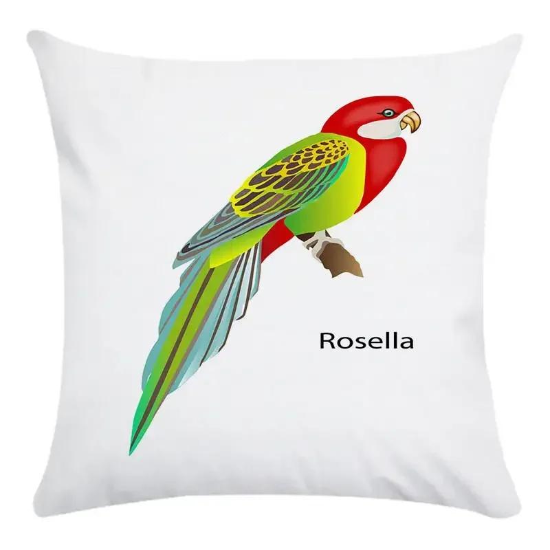 Customizable Colorful Style Decorative Throw Pillow Cover Parrot Bird Polyester Sofa Pillow Cover