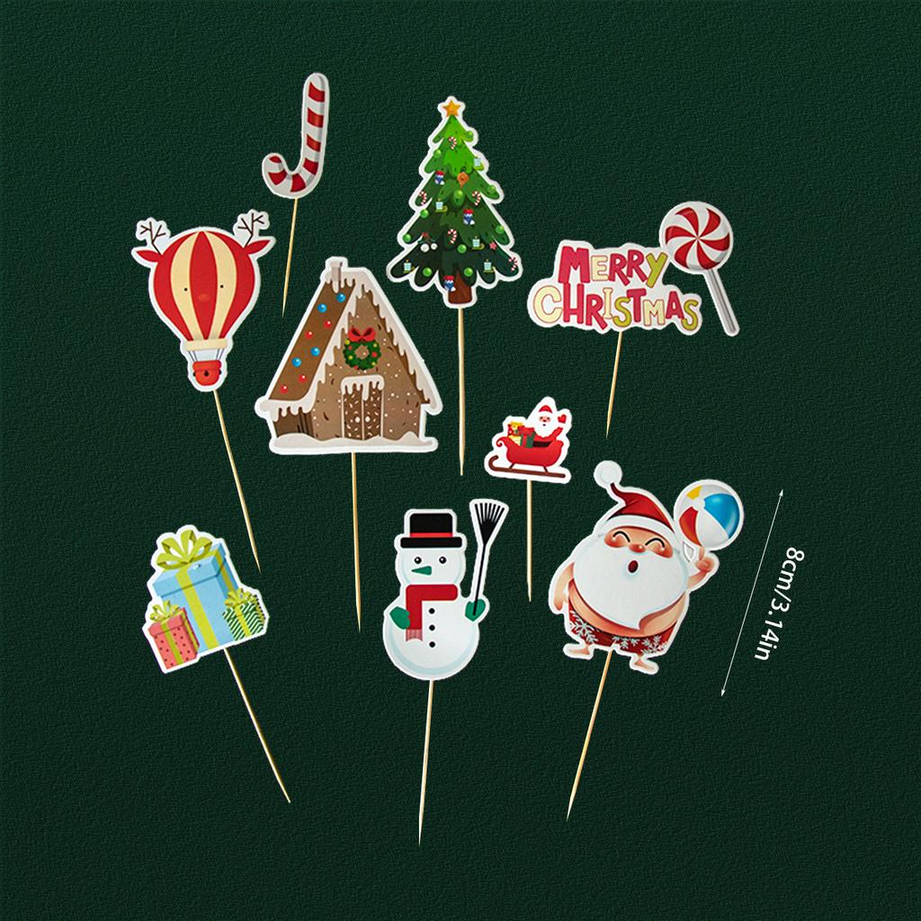 1set Cheap Christmas Cake Toppers Santa Claus Snowman Elk Cupcake Topper Christmas Eve Cake Decoration Xmas Supplies
