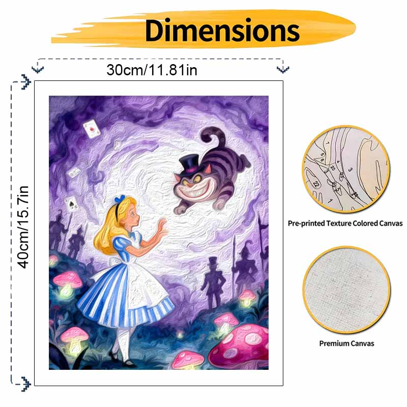 Disney Alice In Wonderland Oil Painting Handcolored Painting Living Room Decoration Hanging Painting Wall Painting