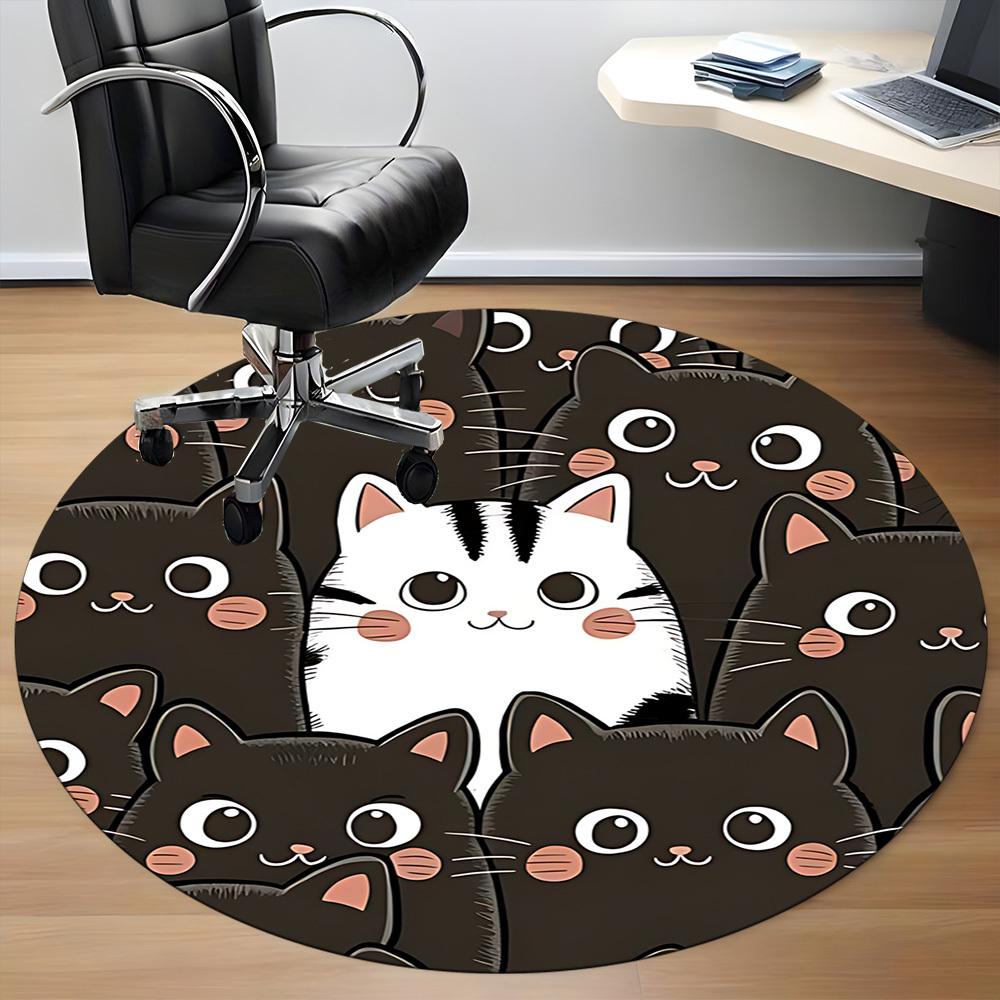 1pc Kitty Cats Office Round Area Rug, Under Office Chairs Bedroom Living Room Home Decor, Room Deco, Available in Various Sizes