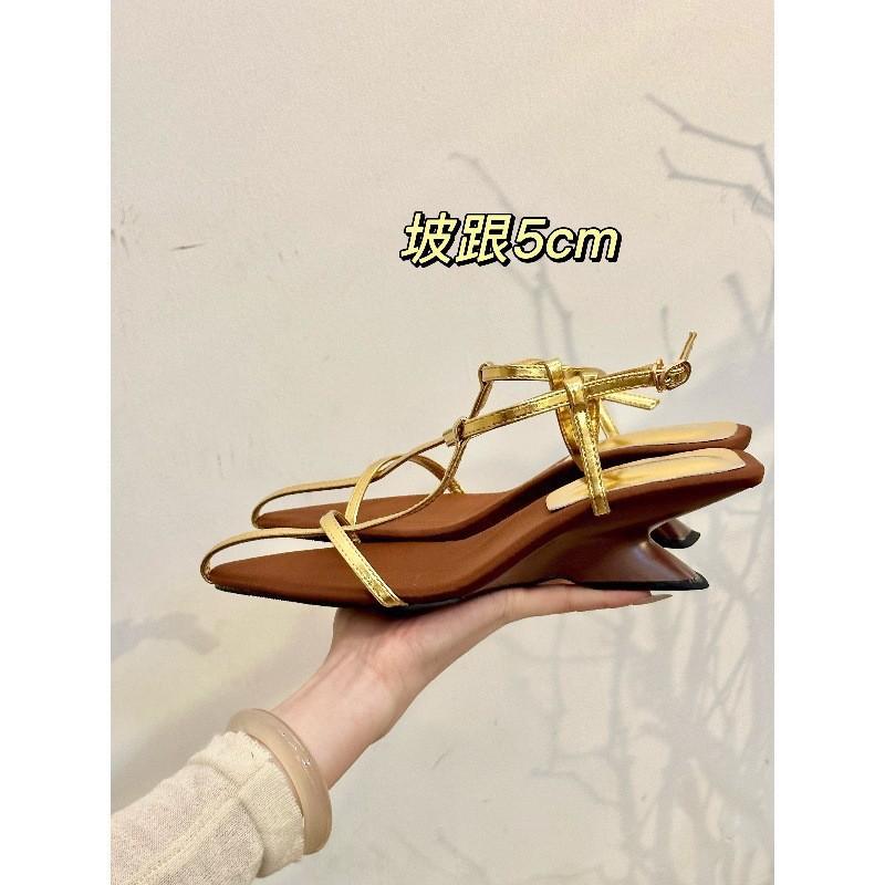 Korean Female Filter! Temperament Satin Pointed Cross with Wedge Heel Sandals Women's Summer 2025 Open-toed Sandals