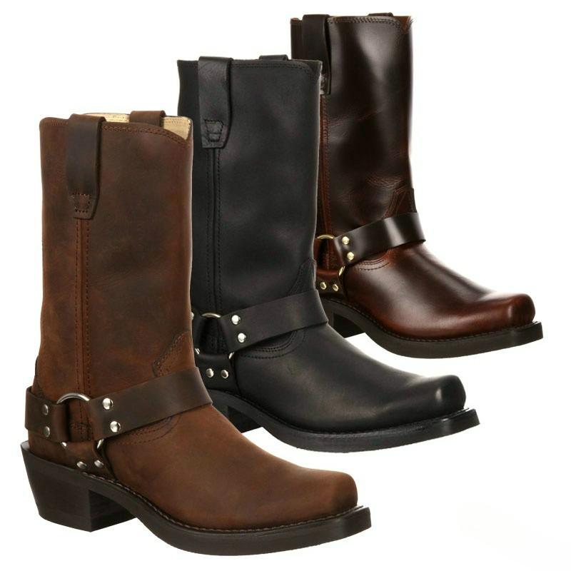 Fashion Luxury Retro Men's Cowboy Boots Mid Calf Western Boots New Buckle Strap Knight Boots Pu Leather Slip on Men Boot Plus Size 38-48