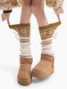 Autumn And Winter With Snow Boots, Coffee-Colored Thickened Socks, Snowflake Stacking Socks Y2K Millennium Maillard Leg Cover