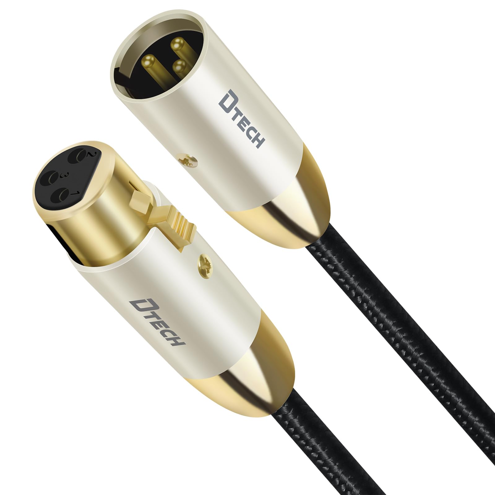 

DTECH Male to Female XLR Microphone Cable, Canon Cable, Microphone Extension, 3-Pin XLR Balanced Connection, Heavy-Duty Nylon, for Microphone
