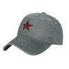 Nautical Star Washed Baseball Cap Red Desgin Vintage Trucker Hat Spring Unisex-Teens Hippie Logo Snapback Cap
