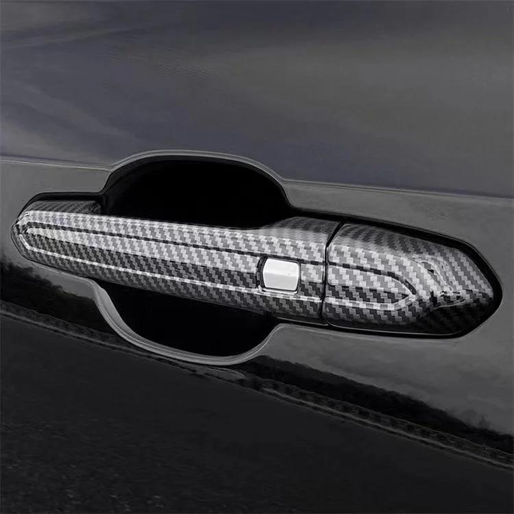 Glossy Black Carbon Fiber Siver Car Door Handle Cover Trim Sticker Styling Accessories For Cadillac XT4 XT5 XT6 CT6 ATS CT5