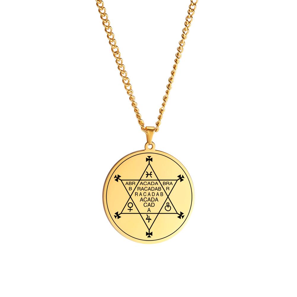 Dawapara Abracadabra Anhänger Abraxas Kabbalistische Magie Okkult Esoterisch Amulett Halskette Übernatürlich Edelstahl Schmuck