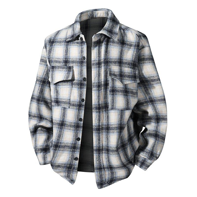 Loose Turn Down Collar Plaid Long Sleeve Casual Shirt For Men And Women