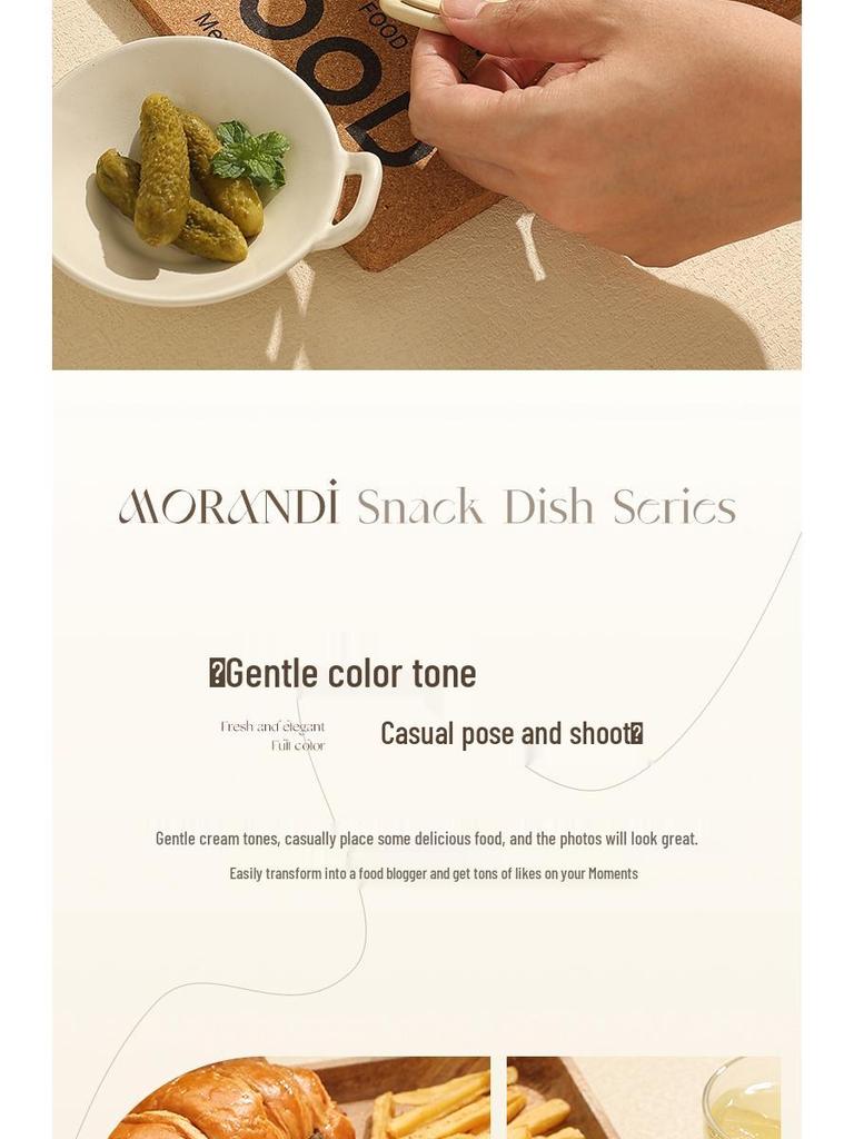 Double-Eared Ceramic Dipping Dish for Sauces and Snacks