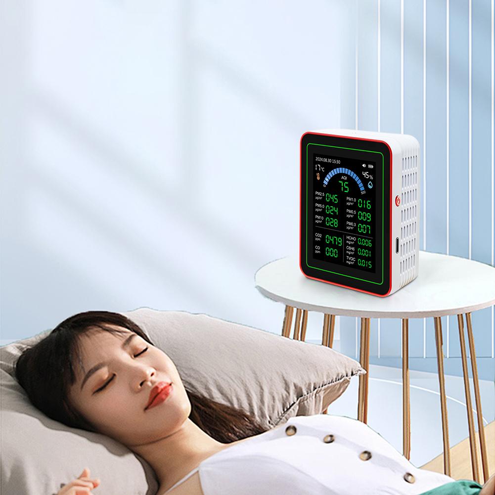 Smart Life 18 In 1 Indoor Real-Time Air Detector Detect 6AQI HCHO PM2.5 PM10 CO2 Portable Air Quality Monitor for Home Cars