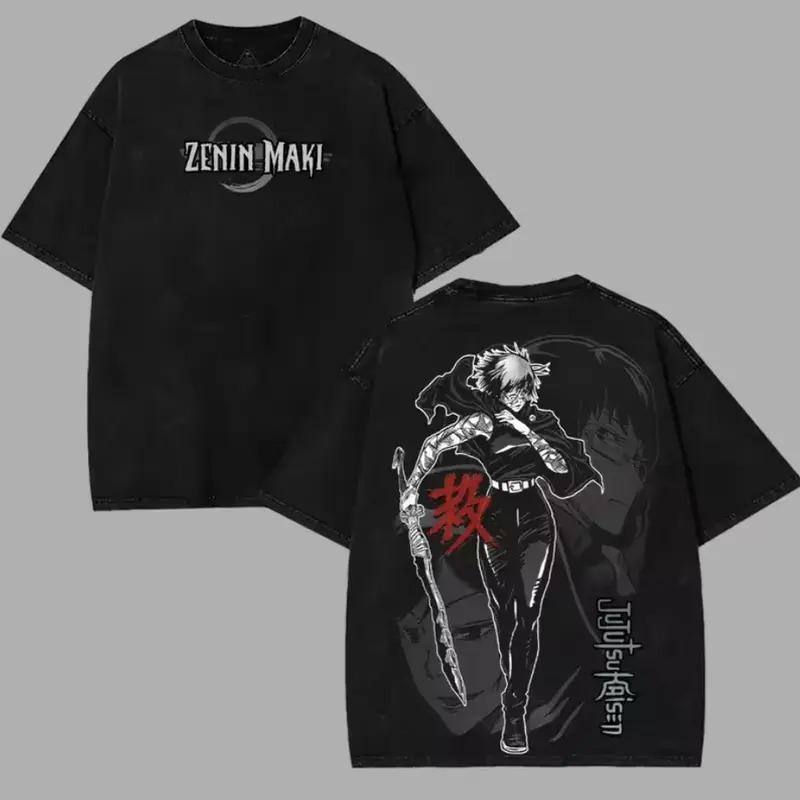 Geto Suguru Print T-Shirt Jujutsu Kaisen Anime Kleidung Herren Kurzarm Baumwoll-T-Shirts Vintage Gewaschenes Tee Harajuku Herren T-Shirt
