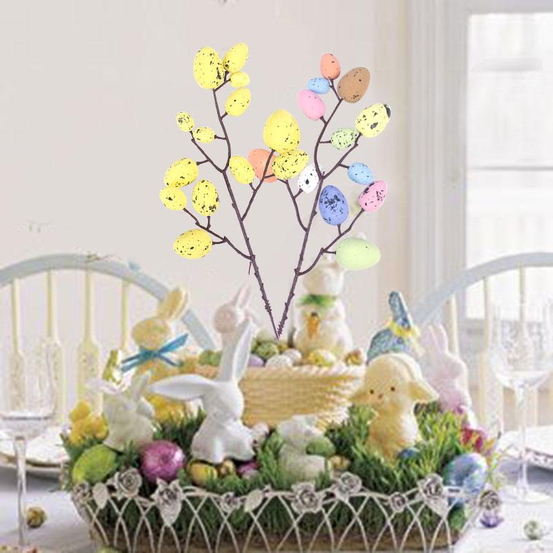 Easter Egg Tree Branch Colorful Foam Fake Artificial Flower DIY Easter Decoration Wedding Festival Party Home Accessories Supply