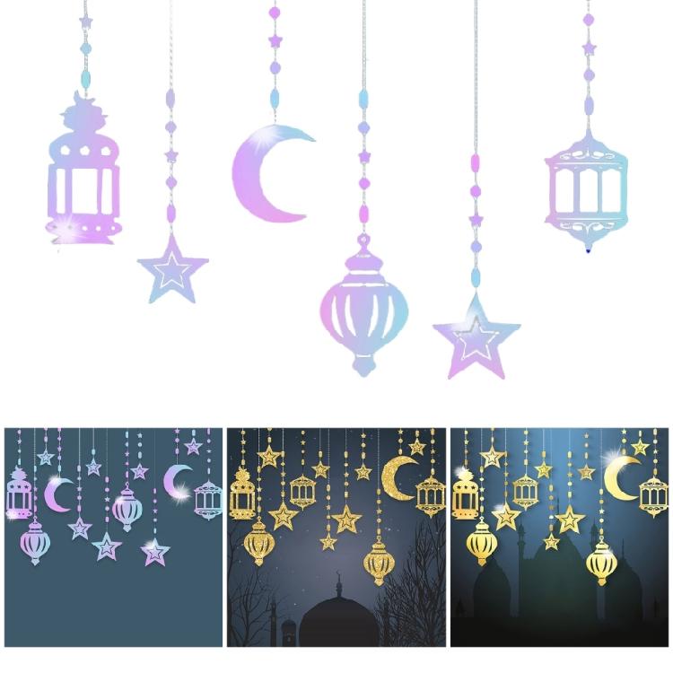 6Pcs Star Moon Garlands Hanging Streamers Banners for Eid Ramadans Backdrops Muslims Party Supplies Ceiling Garlands