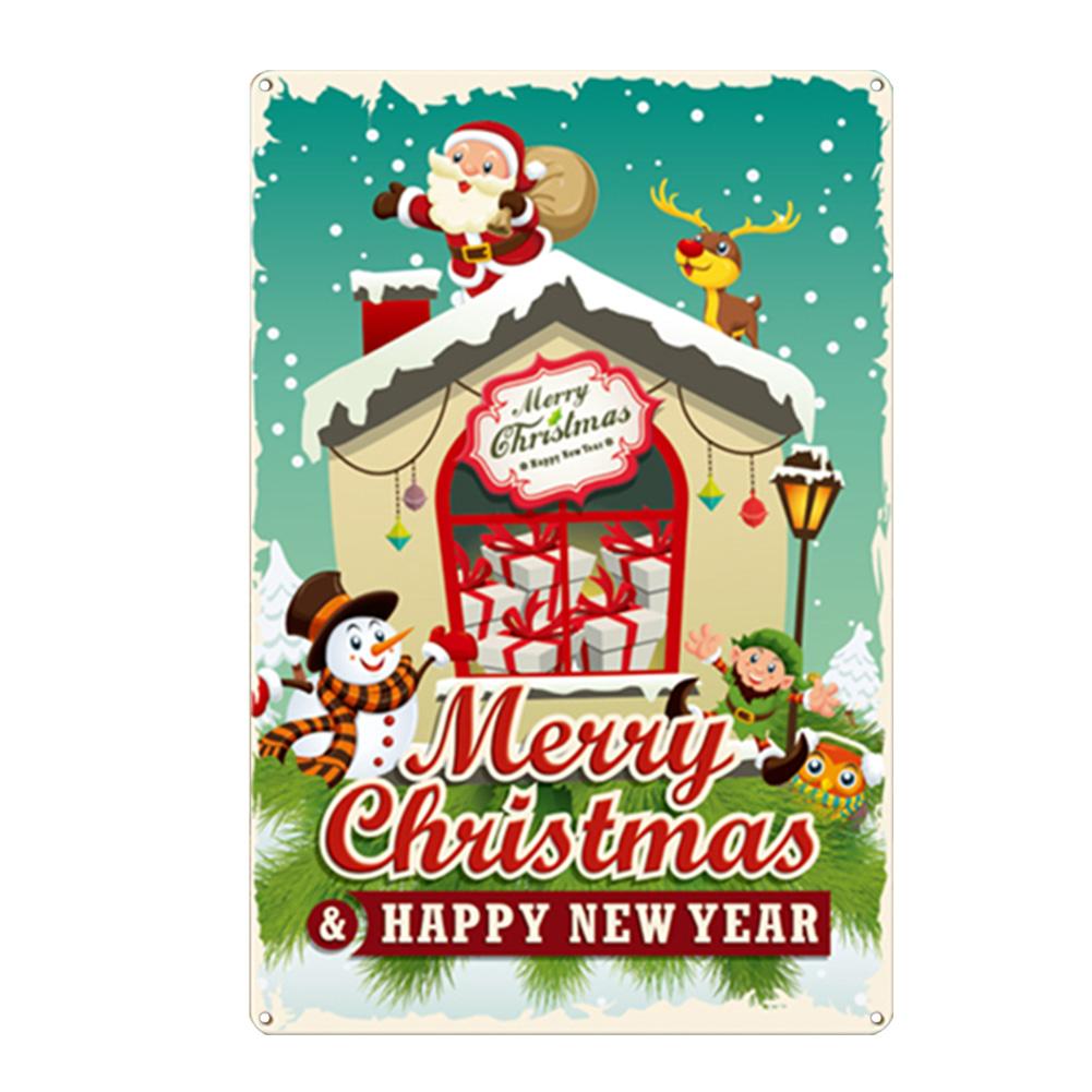 Merry Christmas Metal Tin Sign Plaque Santa Claus Posters New Year Iron Painting Home Bar Cafe Pub Decoration Wall Art Plates