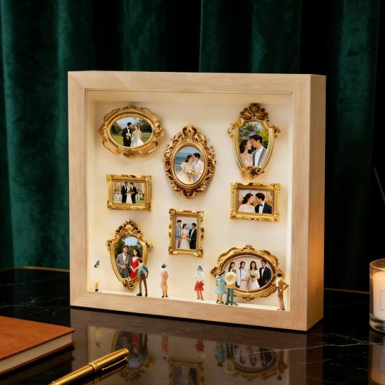DIY Mini Museum Silhouette Light And Memory Display Silhouette Figurines Custom Box with Box Frame Kit