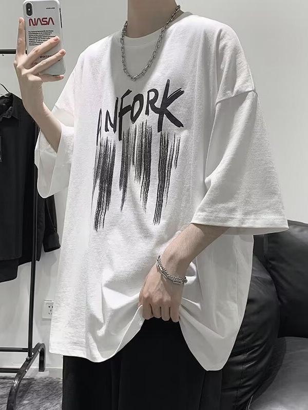 Men's Loose Fit Pure Cotton T-Shirt - Summer 2026 Trendy Short Sleeve Casual Wear.