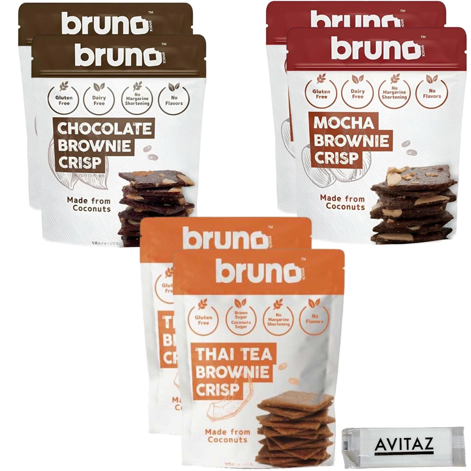 

Набор для дегустации ассорти хрустящих брауни Bruno Чайный брауни Мокка-брауни Шоколадный брауни 2 пакета, всего 6 брауни Bruno 3 вкуса (Тайский 60г, 60г, 60г)