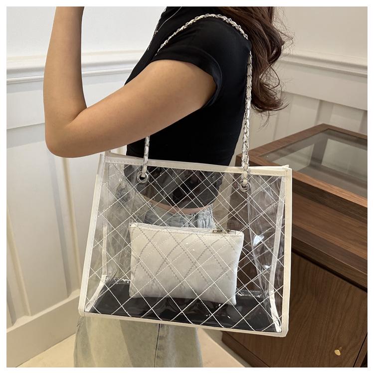 2024 Spring Women's Large PVC Transparent Tote - Casual Shoulder Bag, Summer Trend