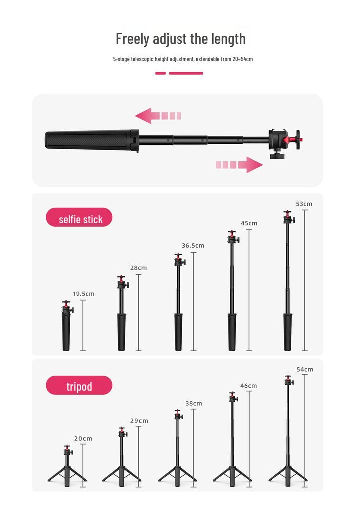 Ausziehbarer Selfie-Stick & Stativ für Smartphones & Kameras