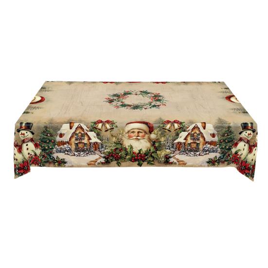 Christmas Tablecloth Winter Snowman Xmas Tree Wreath Design Rectangle Tablecloths Washable Fabric Table Cover