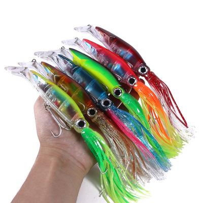 1PCS Richiamo di Pesca Duro Esca per Pesci 40g 6 Colori Calamari Gancio in Acciaio ad Alto Tenore di Carbonio Polpo Manovella per Tonno Artificiale Sea Allure Strumento