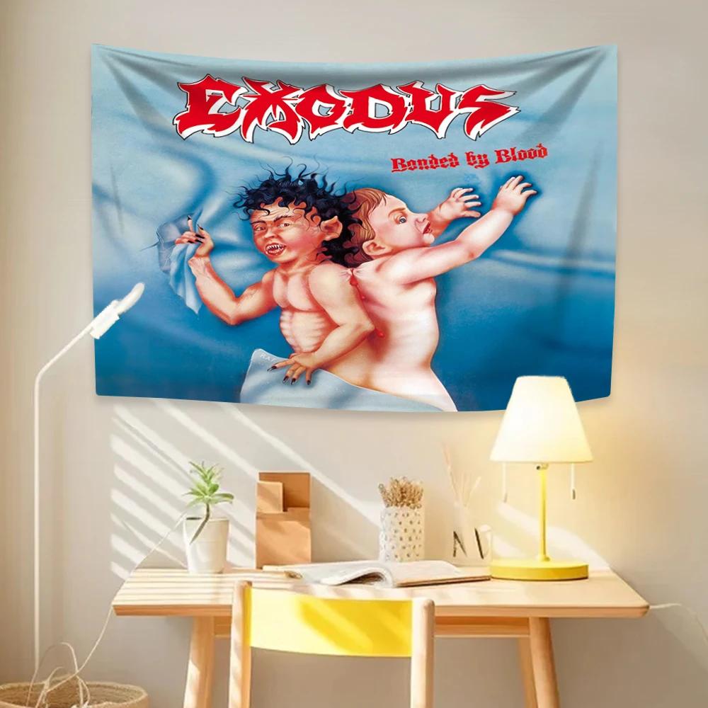 

Classic Rock Music Tapestry EExodus Metal Band Home Decor Bedroom Dorm Background Sofa Blanket Concert Decor Party Backdrop 74x94cm(29x37in)