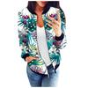 Retro Floraldruck Damen Jacke mit Reißverschluss Lässiger Mantel Oberbekleidung Tops