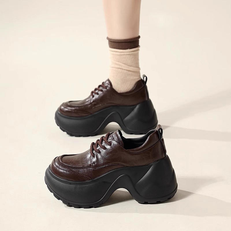 Spring and Autumn New British Style JK Small Leather Shoes Women Small Thick-soled Casual Muffin Women