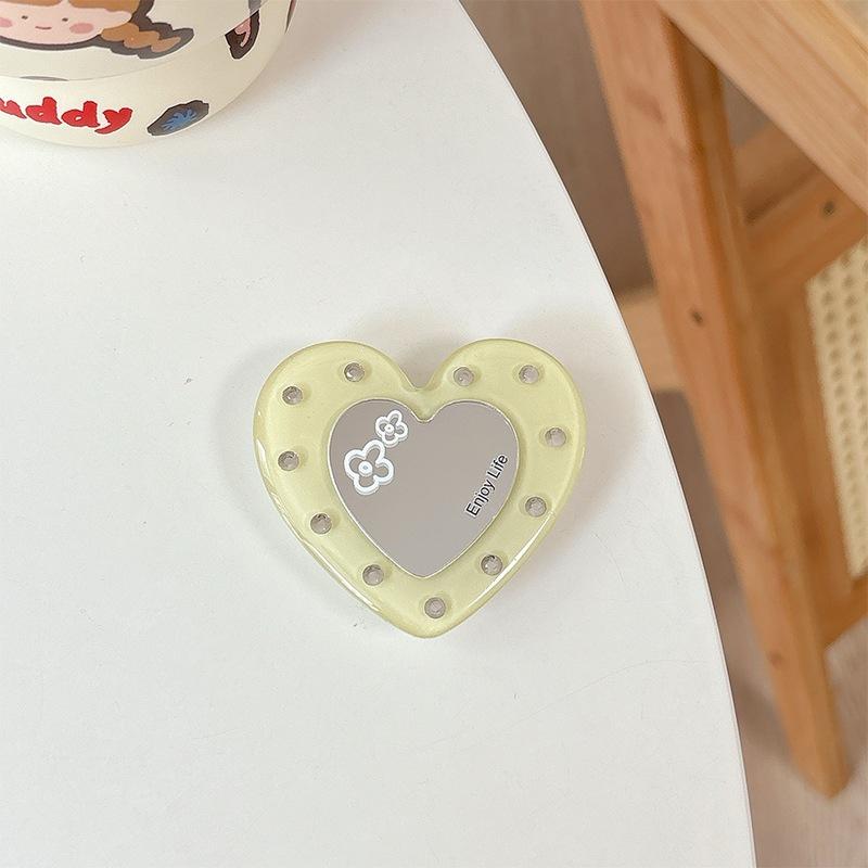 Love Small Mirror Mobile Phone Airbag Holder Adhesive Rhinestone Adhesive Telescopic Folding Desktop Lazy