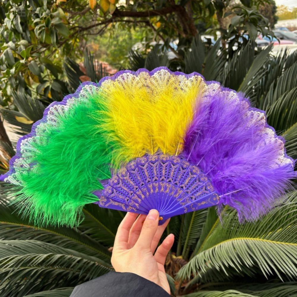 

Chinese Ancient Style Foldable Cheongsam Hand Fan Vintage Retro Classical Colorful Lace Folding Fan Dance Wedding Decoration