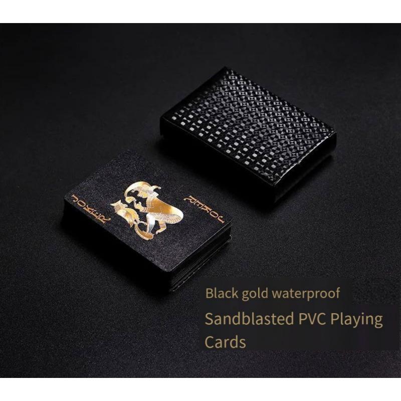 New 54 Black and Gold Plastic Playing Cards Waterproof Card Gift Collection Aluminum Foil Poker Set Practical Party Gifts