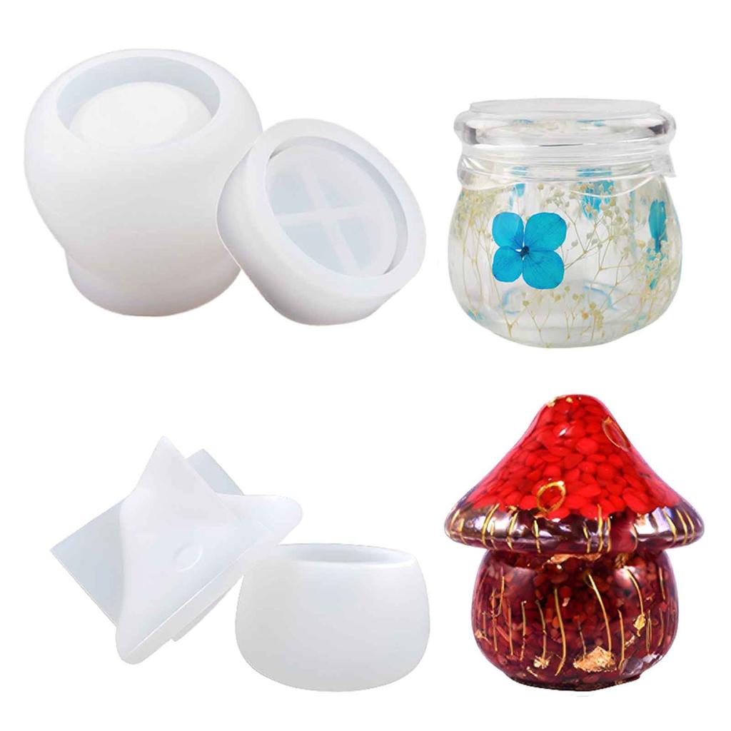 Resin Box Molds with Lids 3D Jar Silicone Mold Trinkets Storage Container Box Mold for Resin Casting Home Decoration