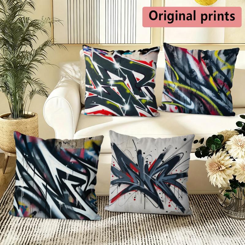Graffiti Art Throw Pillow Covers Pattern Cushion Cover Suitable for Sofa Bedroom Car Pillow Cover