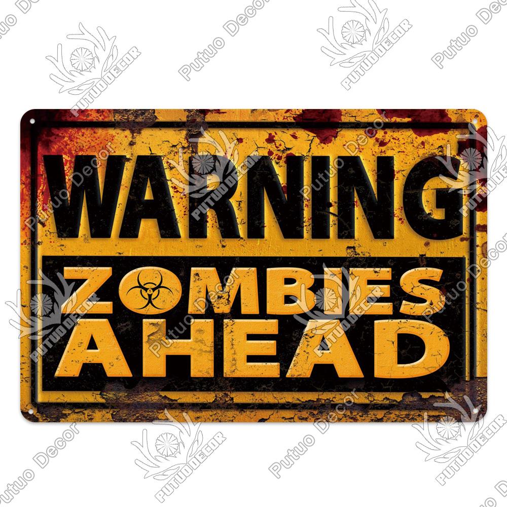 Decor Zombie Vintage Tin Sign Plaque Metal Plate Retro Posters Wall Decor for Bar Pub Club Man Cave Art Painting