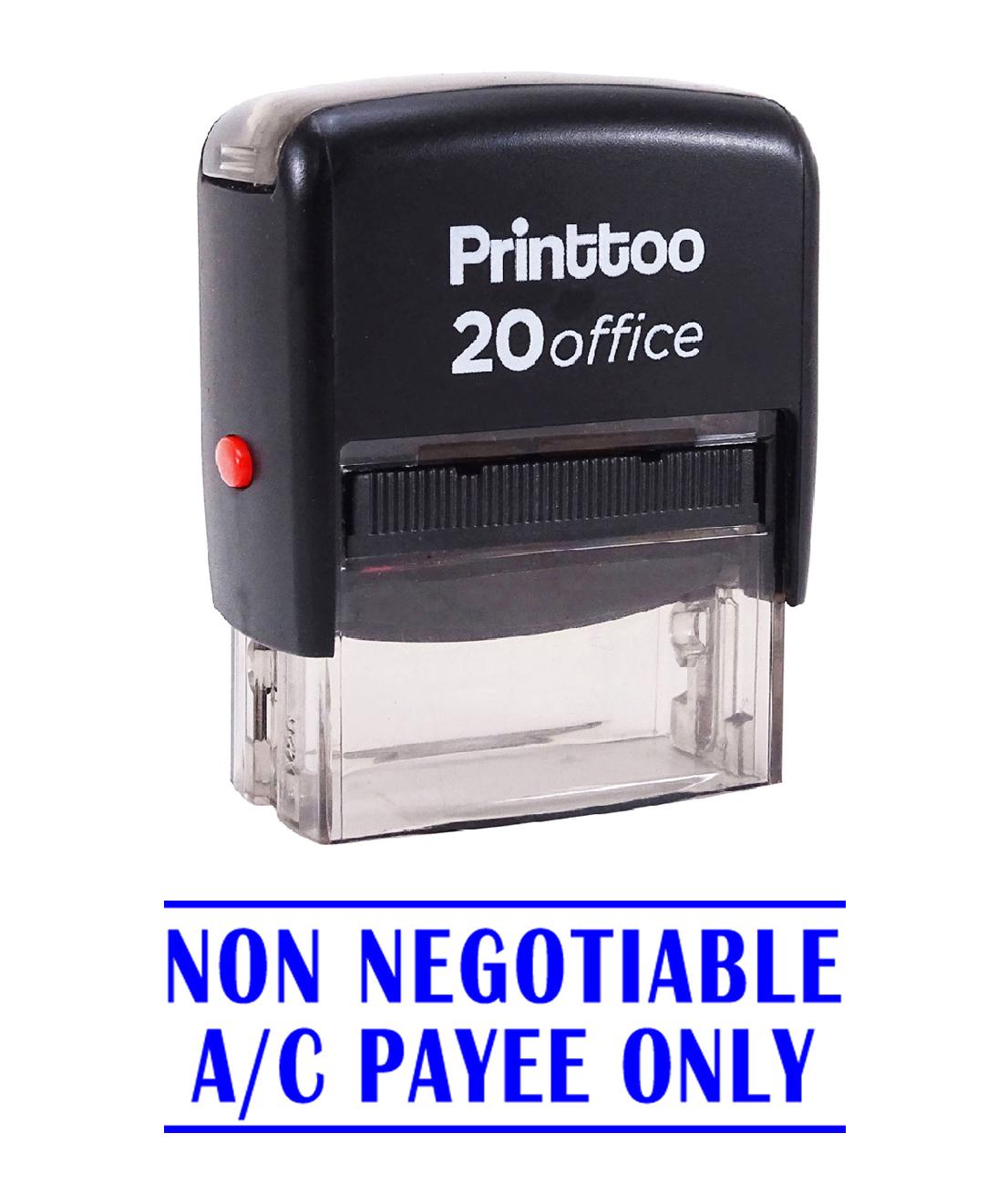 

Printtoo NON NEGOTIABLE A C PAYEE ONLY Self Inking Rubber Stamp Office Stationary Custom 14 mm x 38 mm (Approx) синій