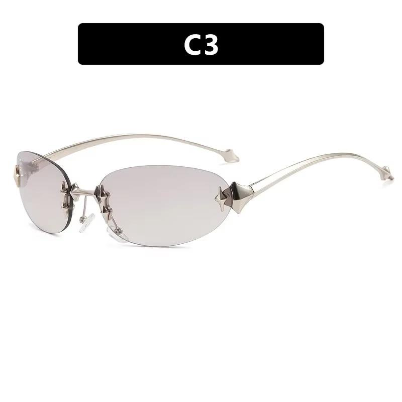 JYL Rimless Metal Decor Sunglasses UV400 Women Retro Luxury High-End / XH7586