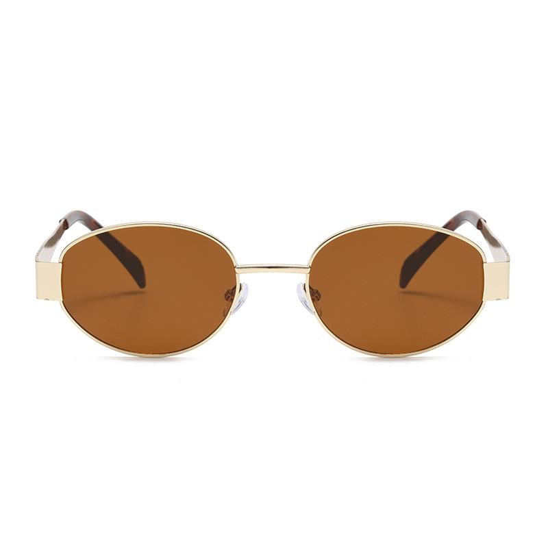 Hot-selling new Arc de Triomphe oval metal small frame sunglasses, European and American fashion street photography sunscreen sunglasses