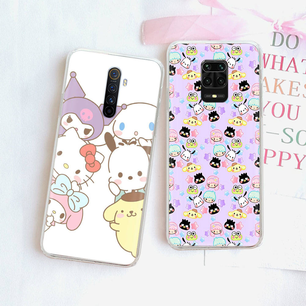 JZ11 Hello Kitty Friend Transparent Case for Samsung A04 A14 A23 M33 M53 Realme 10 9 C35 C55 VIVO Y02 X80 Infinix Hot 30 Note 11 Tecno Spark 8P Pro
