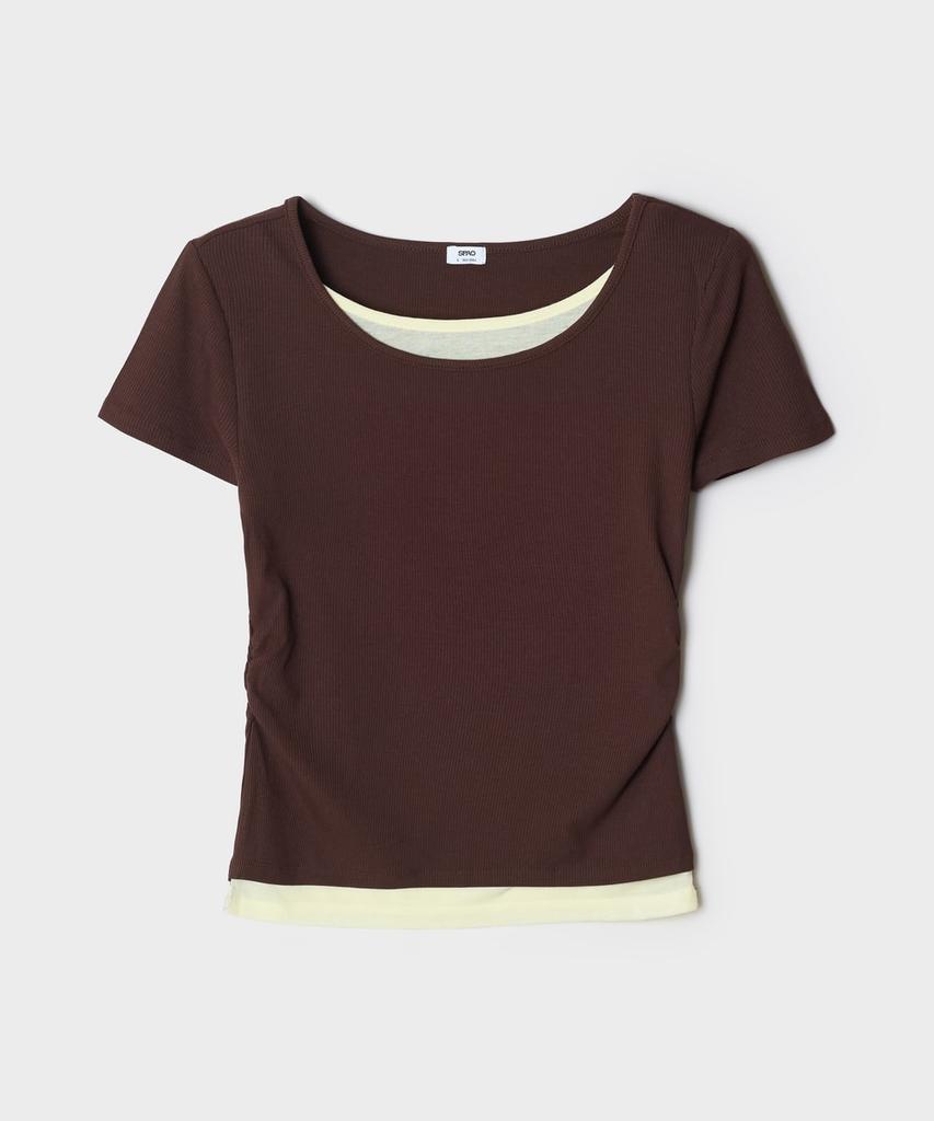 Seupao Layered Shirred Short Sleeve Tee (Re)_Sprwg37G30