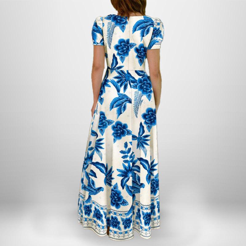 

New Fashion Printed Dress Summer V-neck Dress Women s Clothing 3XL