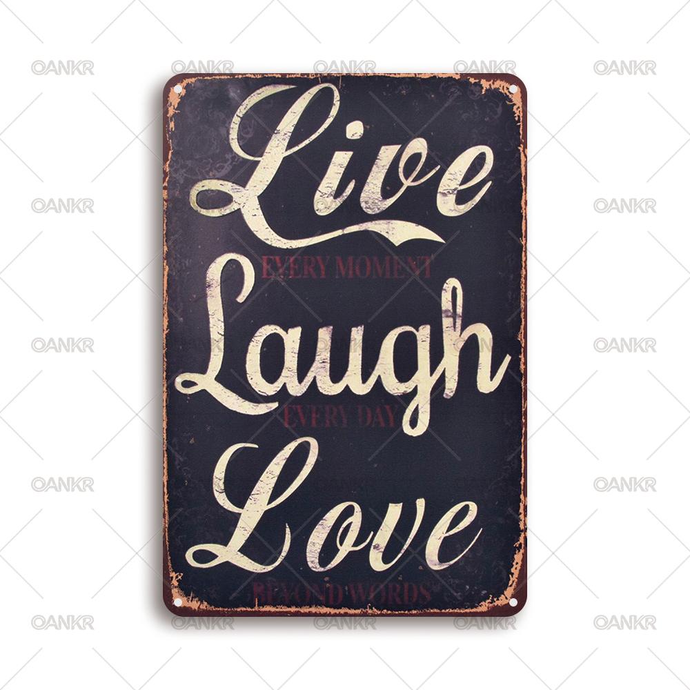 

Vintage Art Wall Poster Metal Tin Sign Live Laugh Love Metal Signs for Man Cave Bathroom Home Wall Decor Plaque 20x30cm（7.8x11.8inch）