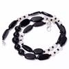 Natural Black Onyx Rainbow Moonstone Gemstone Smooth Beads Necklace 6-11 Mm 18" UB-8654