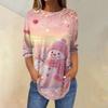 Women's Christmas Print Neck Three-Quarter Sleeve T-Shirt