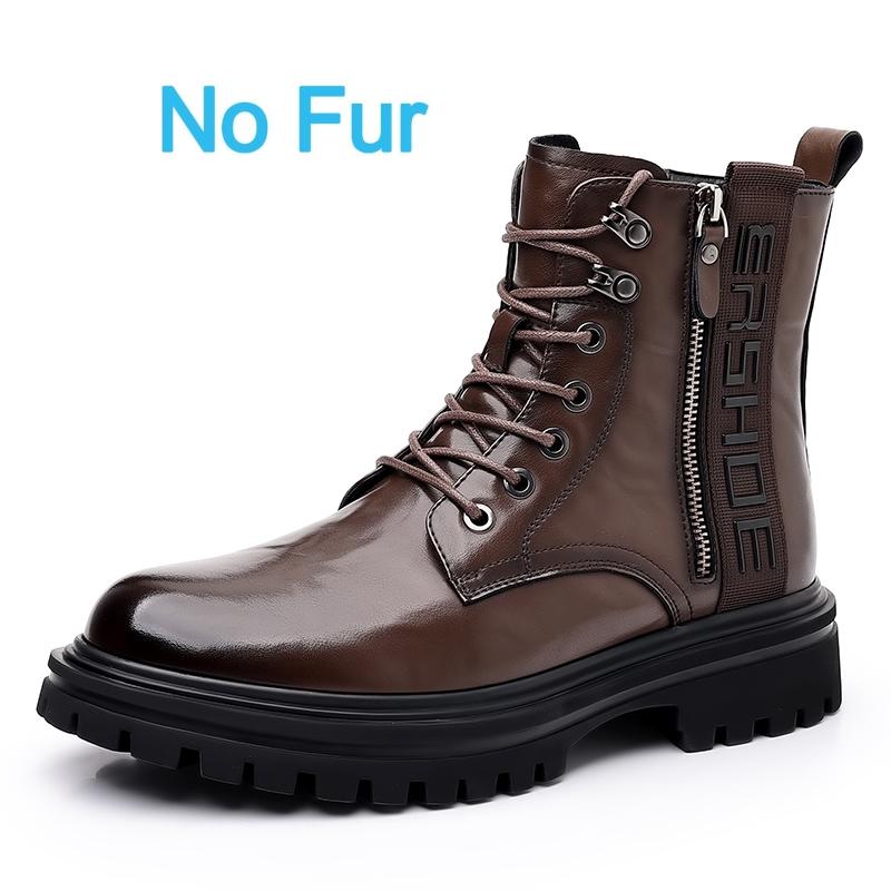 

Модные роскошные брендовые зимние новые дизайнерские мужские ботинки из натуральной кожи, модные повседневные высокие короткие плюшевые мужские туфли на платформе с боковой молнией 38