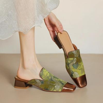 Fashion 2025 Brand Ladies Shoes Closed Toe Women's Slippers Fashion Printing Daily Summer Embroidery Best Seller High Heel