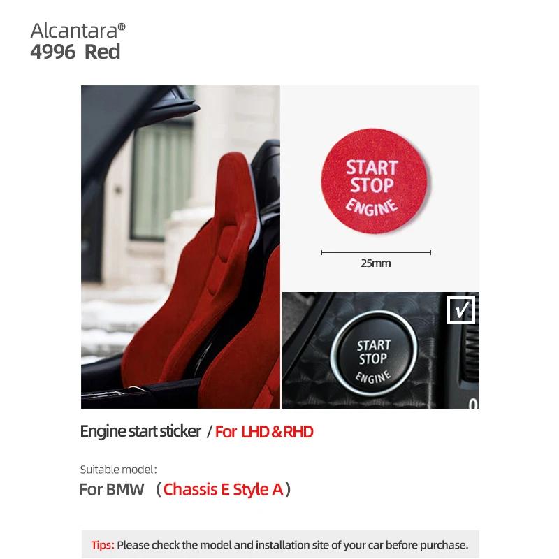 

For BMW E90 E60 E92 E91 E61 E87 X5 E70 X6 E71 Made of Alcantara Car Engine Start Stop Button Trim Sticker Interior Accessories E Chassis Red A