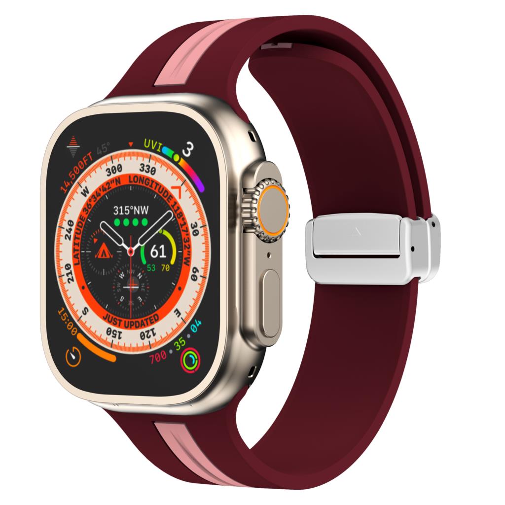 Magnetic buckle Strap For Apple Watch Ultra 2 band 49mm 44mm 40mm 45mm 41mm 38mm Silicone Bracelet iWatch series 7 3 6 5 se 8 9