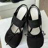 Chinelos de Moda de Salto Alto de Um Ombro para Mulheres, Novo Estilo de Verão 2025 Chinelos de Salto Grosso com Bico Raso Sapatos de Ballet Mary Jane