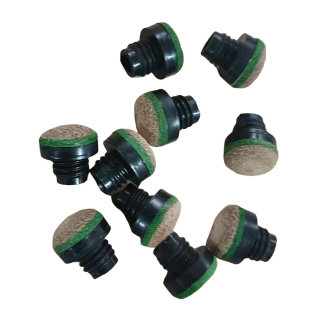 10Pcs Pool Cue Tips 12mm Repairing Supplies Screw on Portable Replacement Pool Stick Tips Snooker Cue Tips for Billiards Players